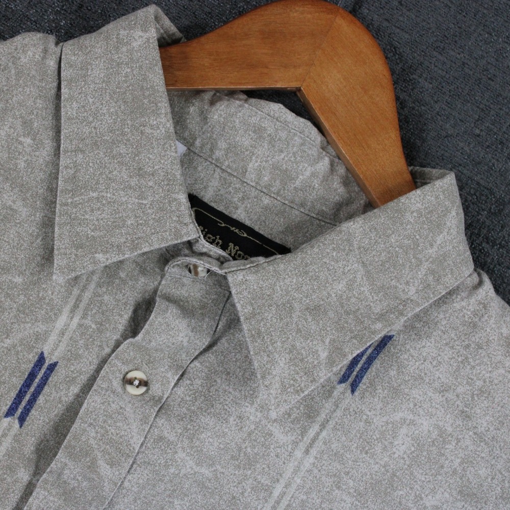 High Noon Mens 2XL Gray Southwestern Geometric Print Cotton Button Down Shirt